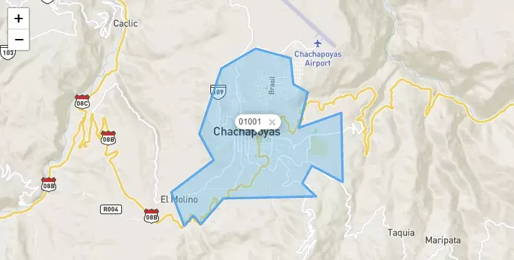 Mapa de Chachapoyas, capital de la provincia de Chachapoyas, Amazonas