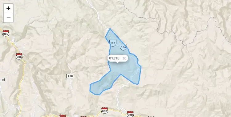Mapa de la zona del código postal 01210 en Quinjalca, Amazonas