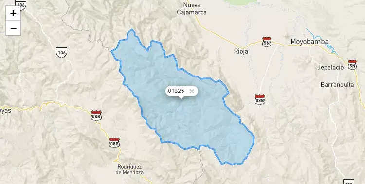 Mapa de la zona del código postal 01325 en Vista Alegre, Amazonas