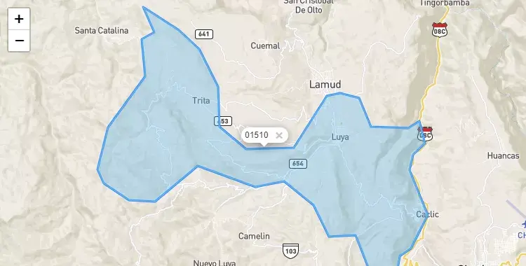 Mapa de Luya, capital de la provincia de Luya, Amazonas