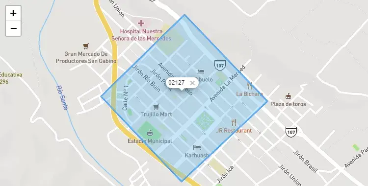 Mapa de Carhuaz, capital de la provincia de Carhuaz, Ancash
