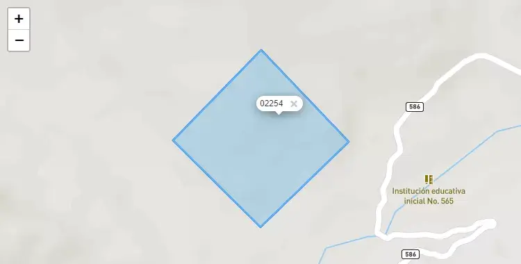 Mapa de la zona del código postal 02254 en Parobamba, Ancash