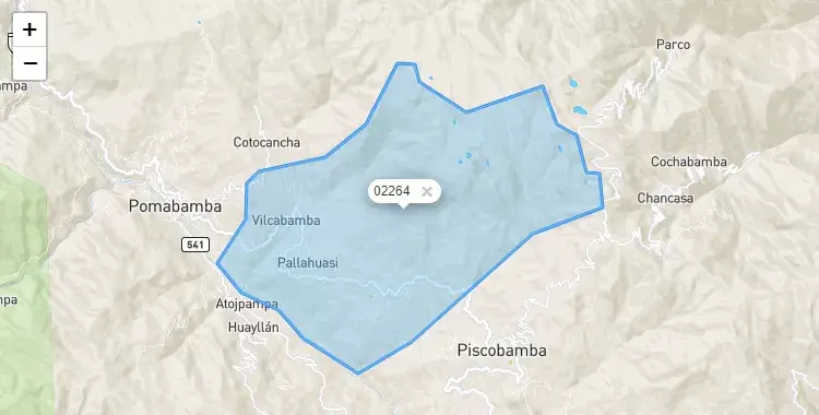 Mapa de Casca, capital de la provincia de Mariscal Luzuriaga, Ancash