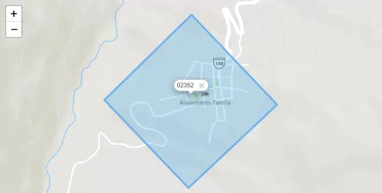 Mapa de la zona del código postal 02352 en Mirgas, Ancash