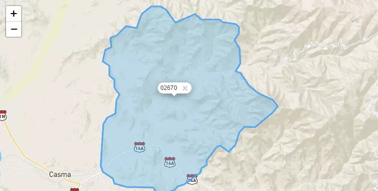 Mapa de la zona del código postal 02670 en Buena Vista Alta, Ancash