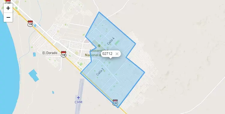 Mapa de la zona del código postal 02712 en Nuevo Chimbote, Ancash