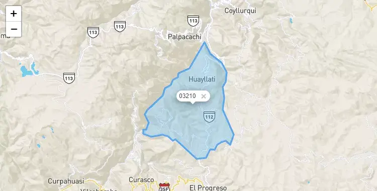 Mapa de la zona del código postal 03210 en Huayllati, Apurimac