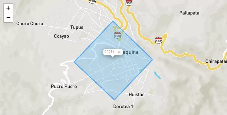 Mapa de la zona del código postal 03271 en Haquira, Apurimac