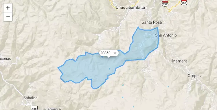 Mapa de la zona del código postal 03350 en Pataypampa, Apurimac