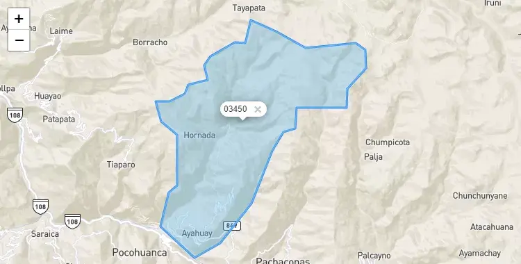 Mapa de la zona del código postal 03450 en El Oro, Apurimac
