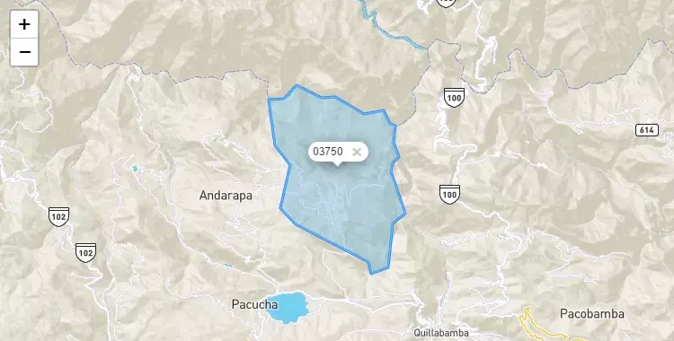 Mapa de la zona del código postal 03750 en Kaquiabamba, Apurimac