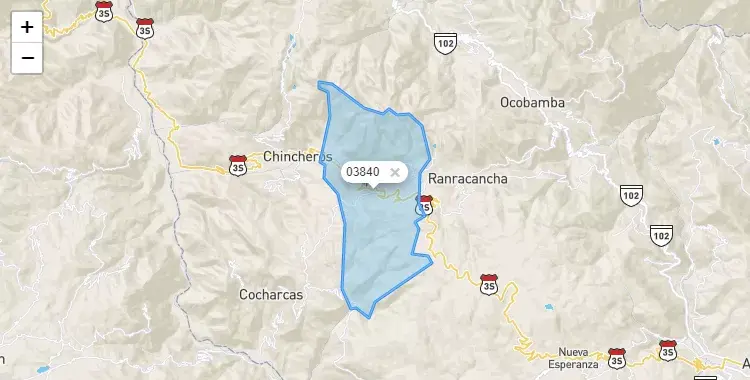 Mapa de la zona del código postal 03840 en Anco Huallo, Apurimac