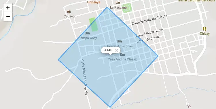 Mapa de la zona del código postal 04146 en Chivay, Arequipa