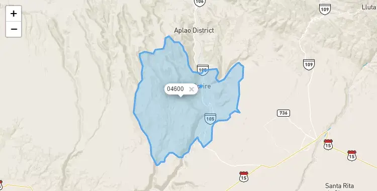 Mapa de la zona del código postal 04600 en Uraca, Arequipa