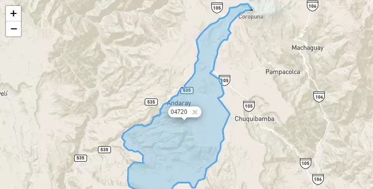 Mapa de Andaray, capital de la provincia de Condesuyos, Arequipa