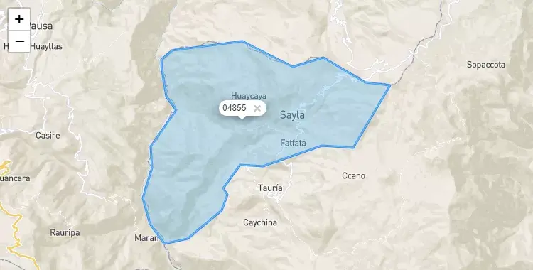 Mapa de la zona del código postal 04855 en Sayla, Arequipa
