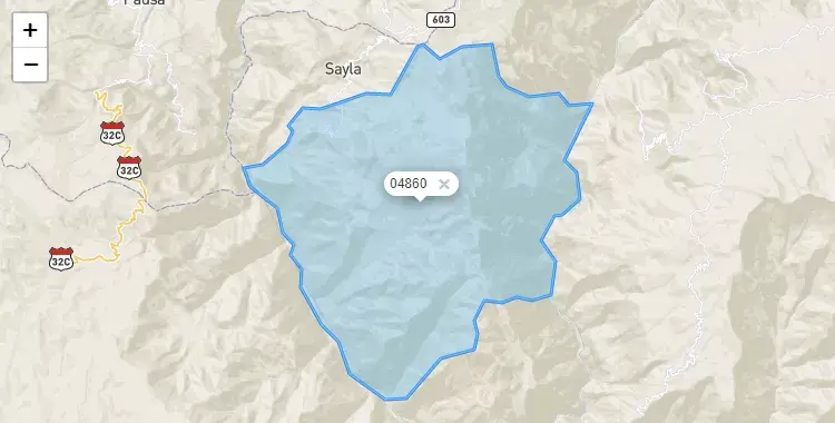 Mapa de la zona del código postal 04860 en Tauría, Arequipa