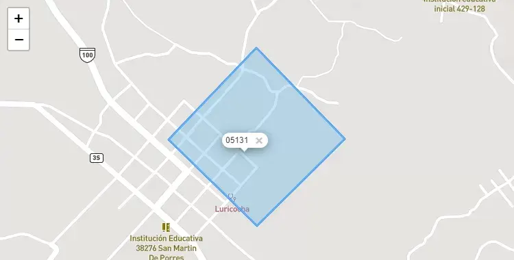 Mapa de la zona del código postal 05131 en Luricocha, Ayacucho