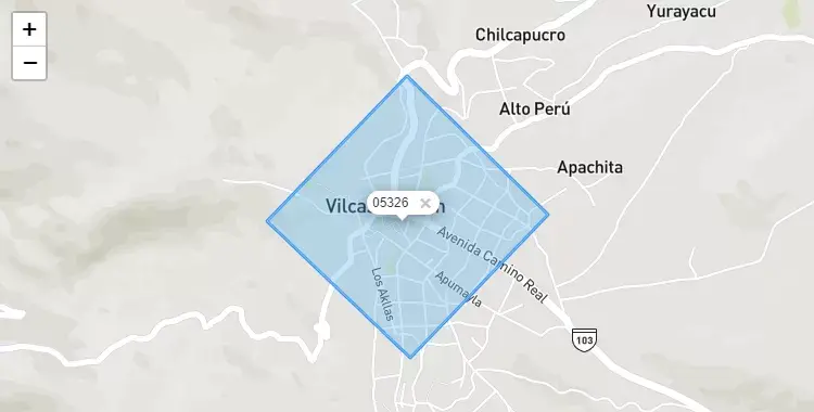 Mapa de Vilcas Huamán, capital de la provincia de Vilcas Huamán, Ayacucho