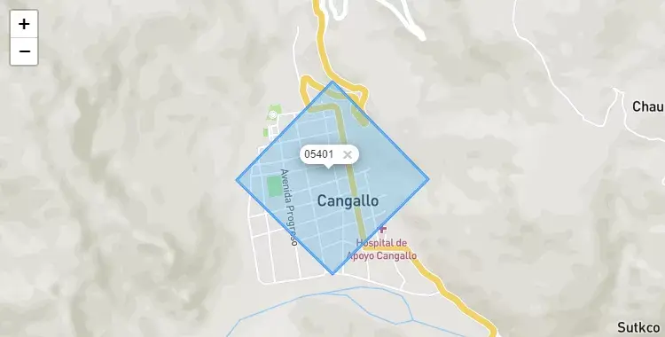 Mapa de Cangallo, capital de la provincia de Cangallo, Ayacucho
