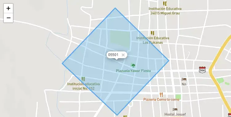 Mapa de la zona del código postal 05501 en Puquio, Ayacucho