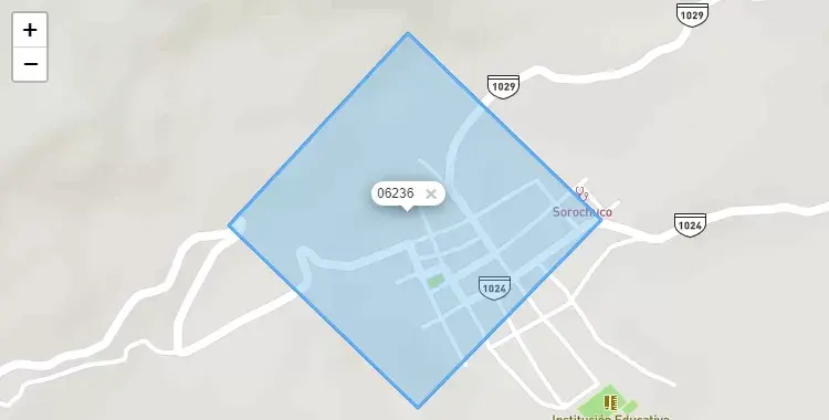 Mapa de la zona del código postal 06236 en Sorochuco, Cajamarca