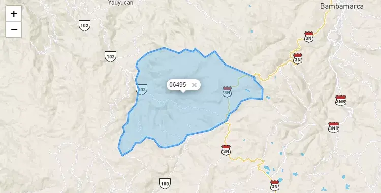 Mapa de la zona del código postal 06495 en Catilluc, Cajamarca