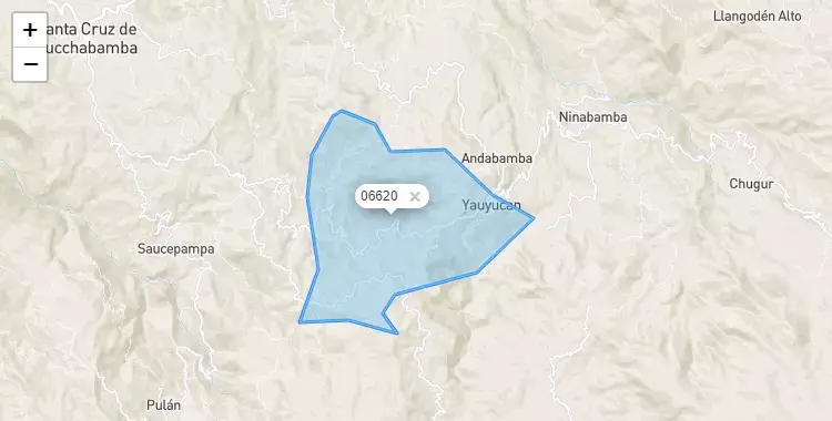Mapa de la zona del código postal 06620 en Yauyucan, Cajamarca
