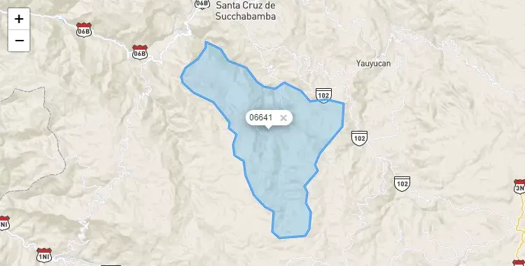 Mapa de la zona del código postal 06641 en Pulan, Cajamarca