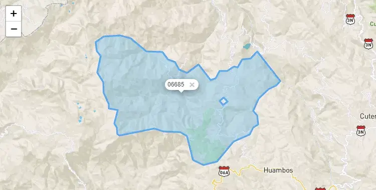 Mapa de la zona del código postal 06685 en Querocoto, Cajamarca