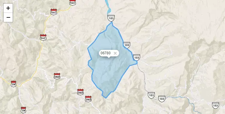 Mapa de la zona del código postal 06780 en Toribio Casanova, Cajamarca