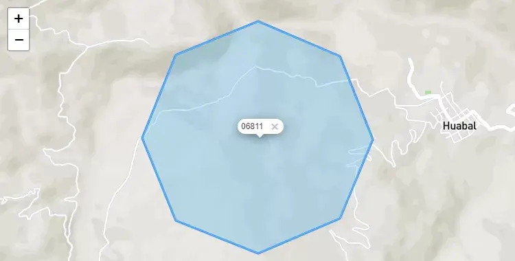 Mapa de la zona del código postal 06811 en Huabal, Cajamarca