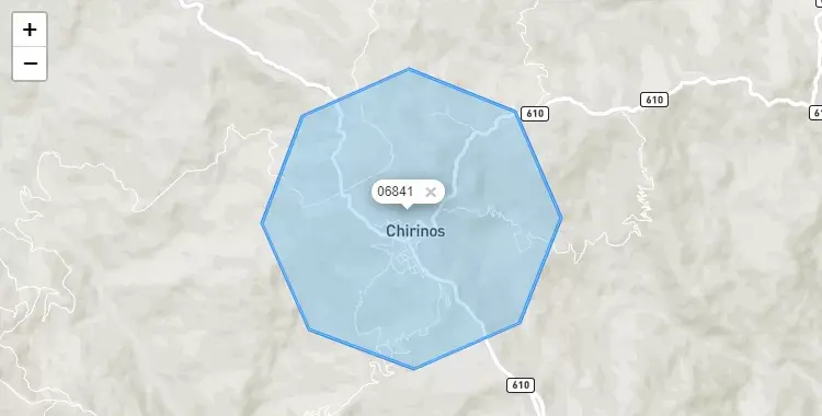 Mapa de la zona del código postal 06841 en Chirinos, Cajamarca