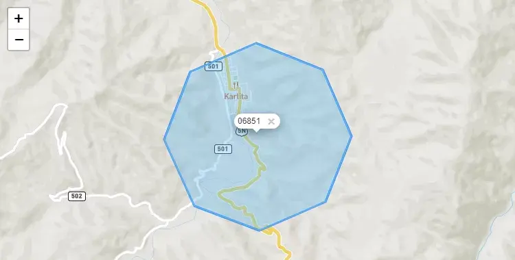 Mapa de la zona del código postal 06851 en Namballe, Cajamarca