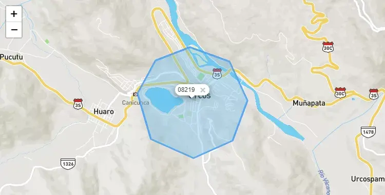 Mapa de la zona del código postal 08219 en Urcos, Cuzco