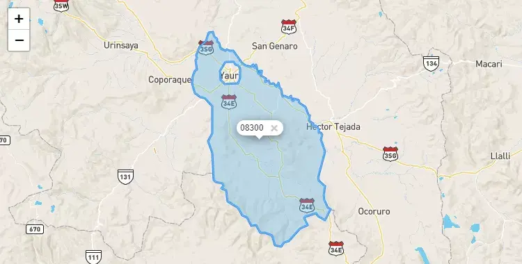 Mapa de Espinar, capital de la provincia de Espinar, Cuzco