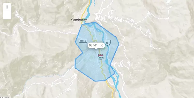 Mapa de la zona del código postal 08741 en Santa Ana, Cuzco