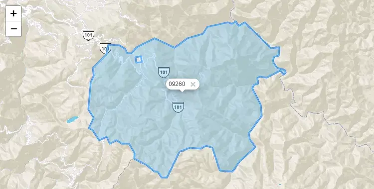 Mapa de la zona del código postal 09260 en Tintay Puncu, Huancavelica