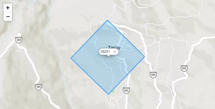 Mapa de la zona del código postal 09261 en Tintay Puncu, Huancavelica