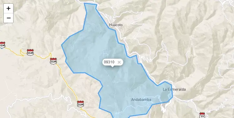 Mapa de la zona del código postal 09310 en Andabamba, Huancavelica