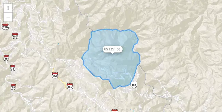 Mapa de la zona del código postal 09335 en Pachamarca, Huancavelica