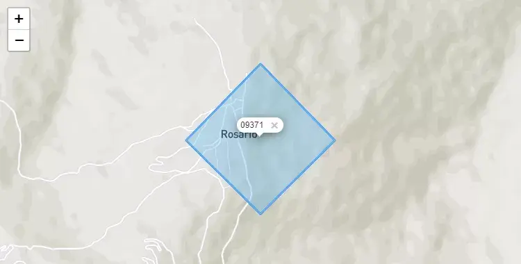 Mapa de la zona del código postal 09371 en Rosario, Huancavelica
