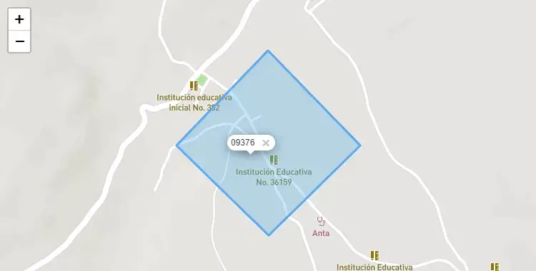 Mapa de la zona del código postal 09376 en Anta, Huancavelica
