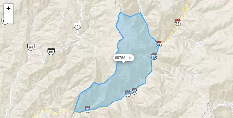 Mapa de la zona del código postal 09755 en San Juan, Huancavelica