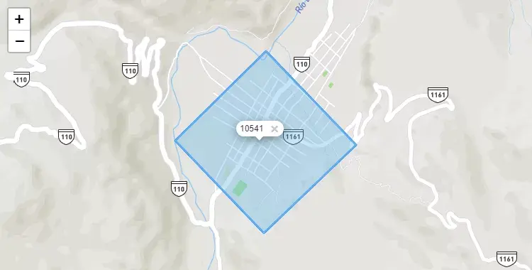 Mapa de la zona del código postal 10541 en San Miguel de Cauri, Huanuco