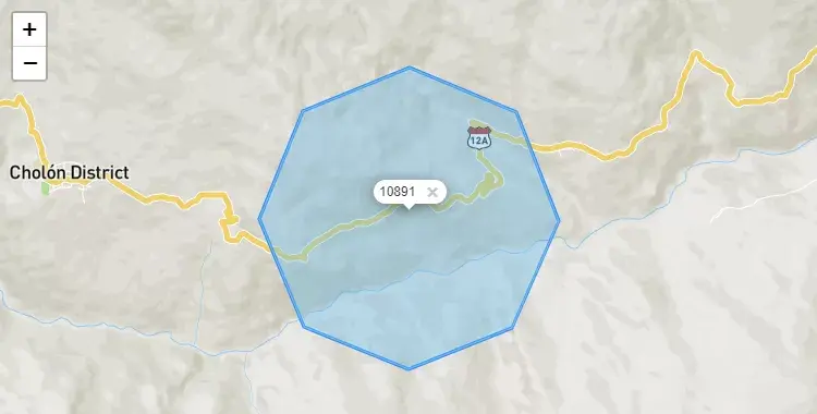 Mapa de la zona del código postal 10891 en Cholón, Huanuco