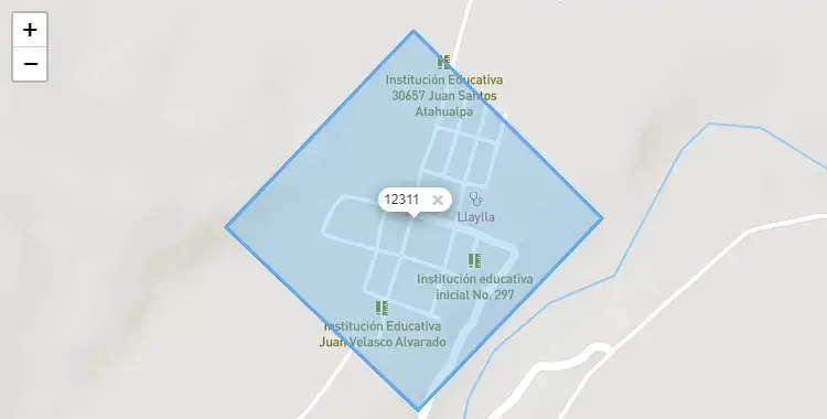 Mapa de la zona del código postal 12311 en Llaylla, Junín