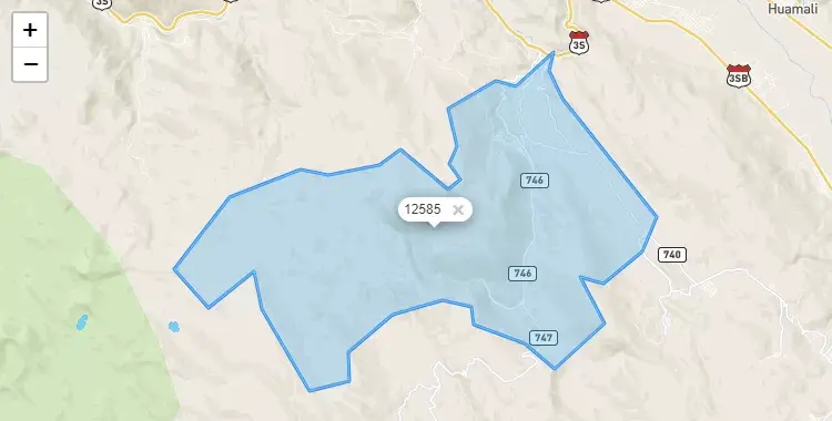Mapa de la zona del código postal 12585 en Paccha, Junín