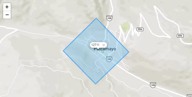 Mapa de la zona del código postal 12711 en Palcamayo, Junín