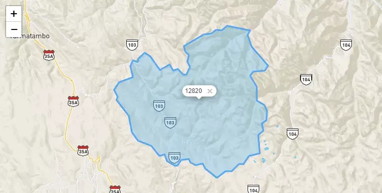 Mapa de la zona del código postal 12820 en RIicran, Junín